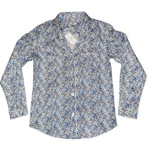 New Petite Plume Fluer D' Azur Floral Sz XS‎ Cotton Short-Sleeve Pajama Top Only